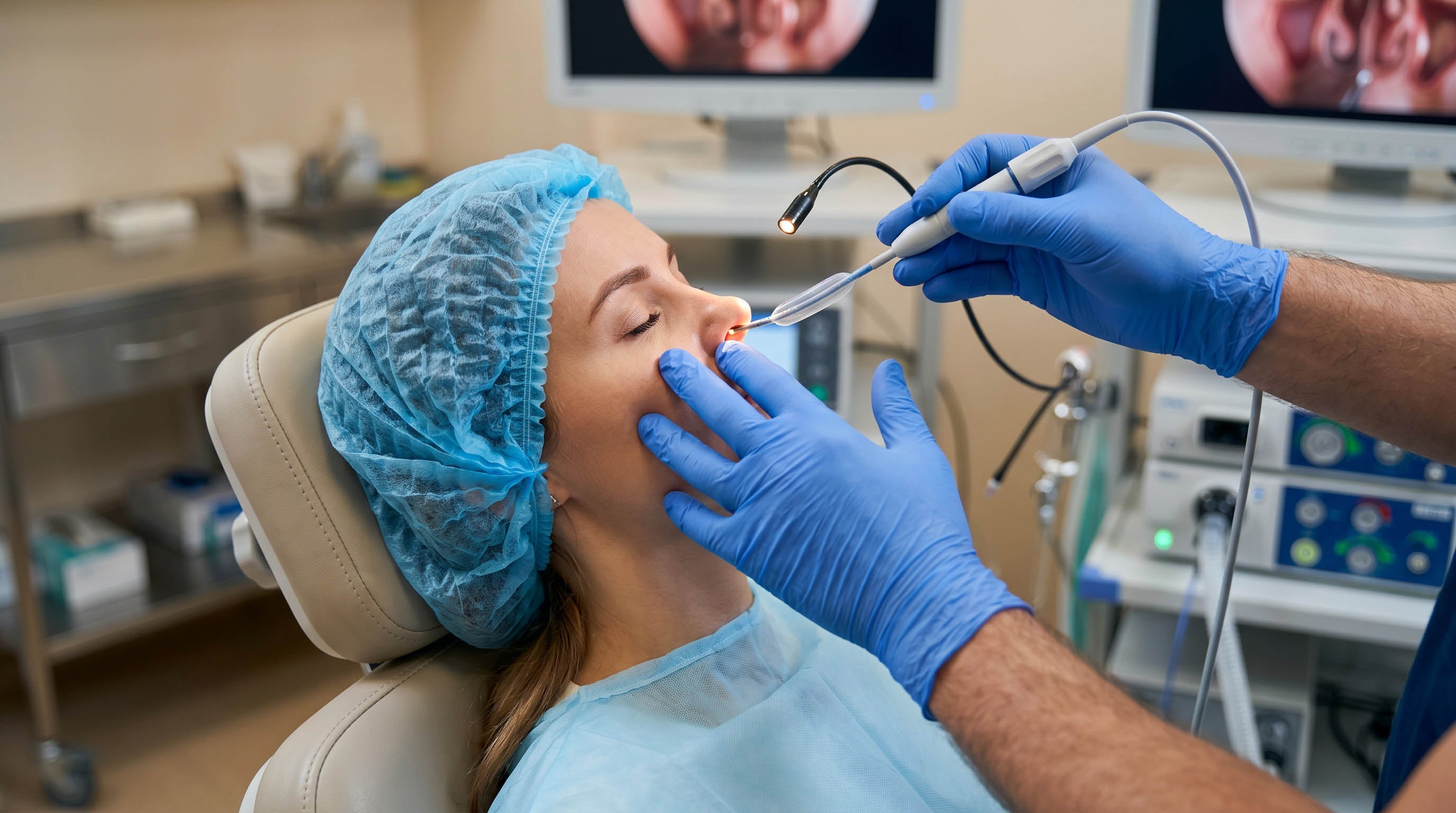 Medical provider explaining sinus treatment options.