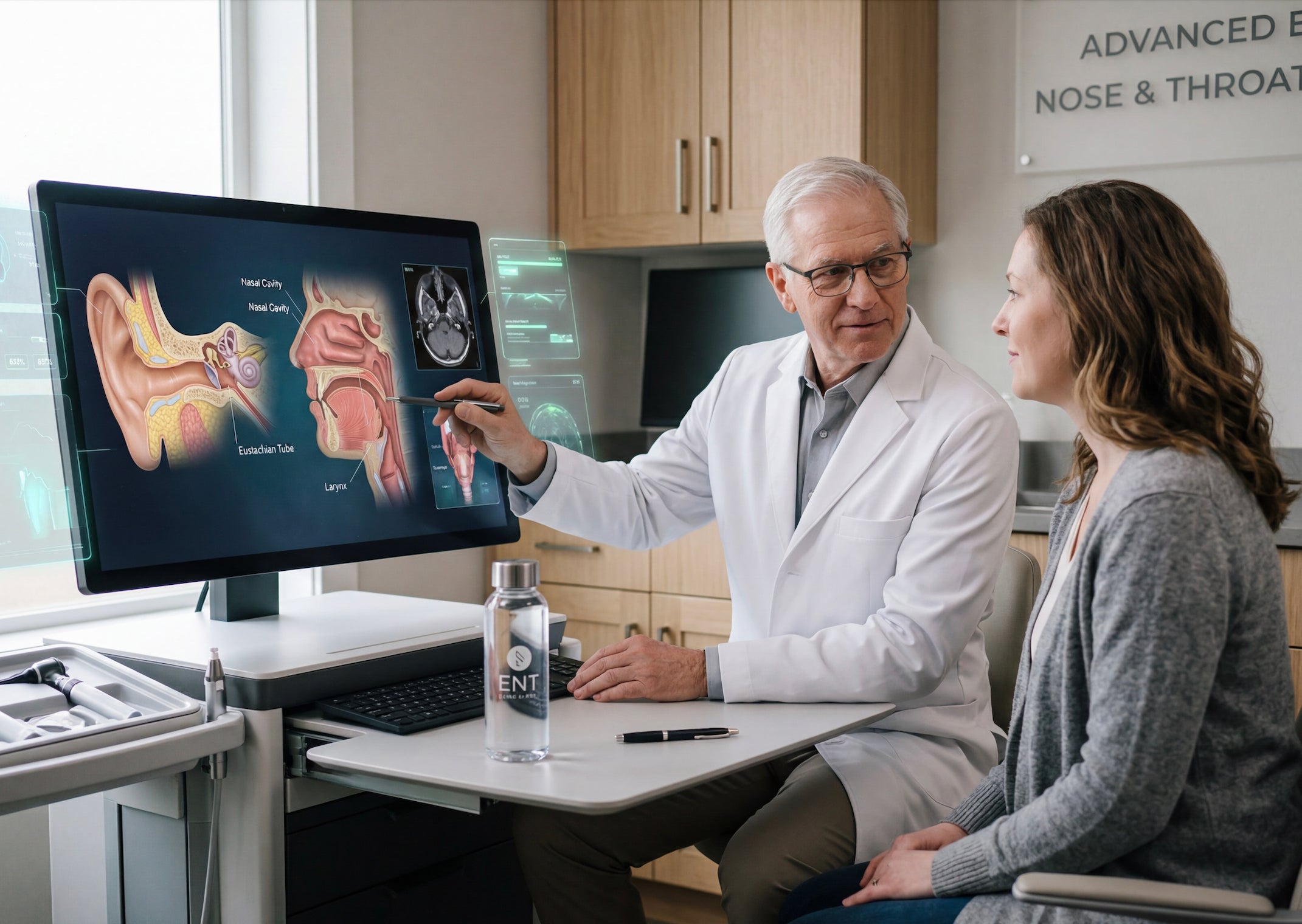 Doctor reviewing sinus treatment options with a patient.